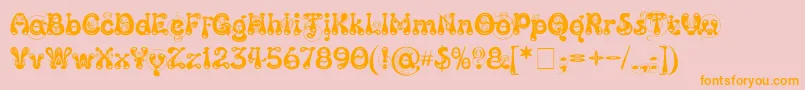 KingthingsSlipperylip-Schriftart – Orangefarbene Schriften auf rosa Hintergrund