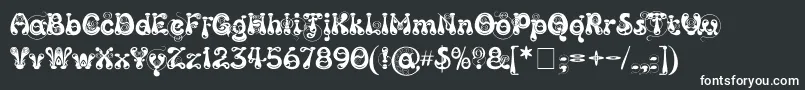 KingthingsSlipperylip-fontti – valkoiset fontit mustalla taustalla