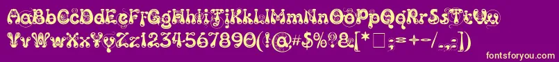 KingthingsSlipperylip Font – Yellow Fonts on Purple Background