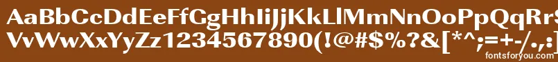 Czcionka Urwimperialtultbolextwid – białe czcionki na brązowym tle