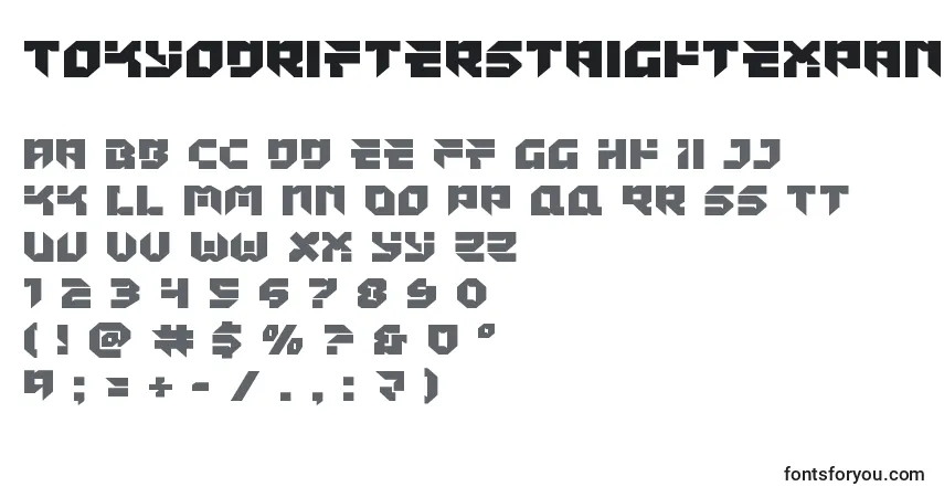 Czcionka Tokyodrifterstaightexpand – alfabet, cyfry, specjalne znaki