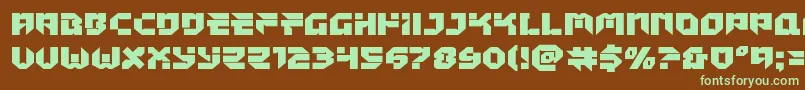 フォントTokyodrifterstaightexpand – 緑色の文字が茶色の背景にあります。