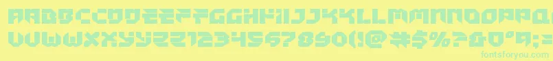 Tokyodrifterstaightexpand-Schriftart – Grüne Schriften auf gelbem Hintergrund