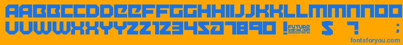 More about FutureSocialism Font FutureSocialism Font – Blue Fonts on Orange Background