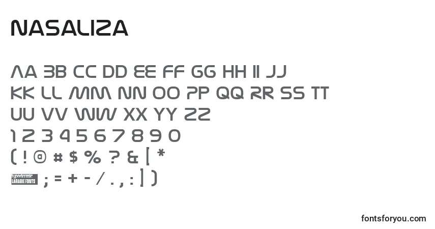 Czcionka Nasaliza – alfabet, cyfry, specjalne znaki