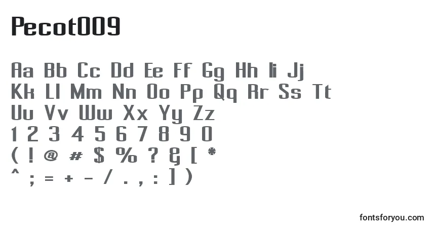 Шрифт Pecot009 – алфавит, цифры, специальные символы