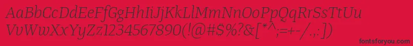 TangerserifmediumulLightitalic Font – Black Fonts on Red Background