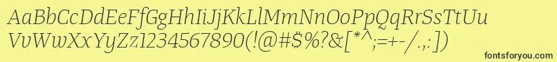 TangerserifmediumulLightitalic Font – Black Fonts on Yellow Background
