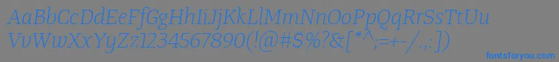Шрифт TangerserifmediumulLightitalic – синие шрифты на сером фоне