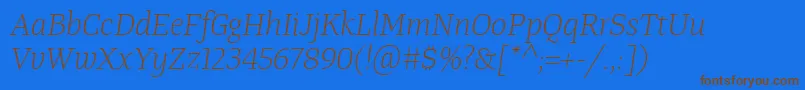 TangerserifmediumulLightitalic Font – Brown Fonts on Blue Background