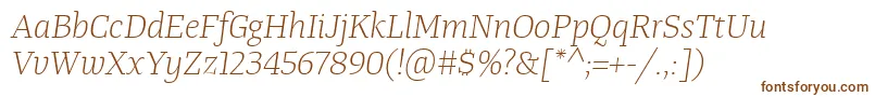 TangerserifmediumulLightitalic-fontti – ruskeat fontit valkoisella taustalla