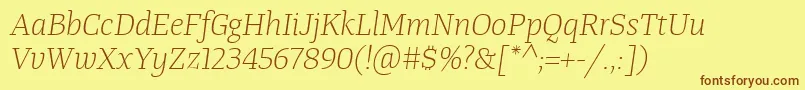 Шрифт TangerserifmediumulLightitalic – коричневые шрифты на жёлтом фоне
