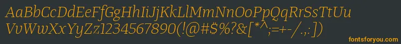 Шрифт TangerserifmediumulLightitalic – оранжевые шрифты на чёрном фоне