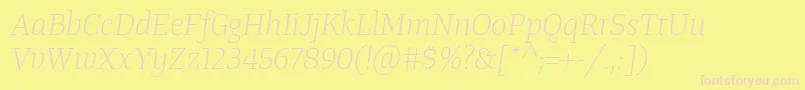 フォントTangerserifmediumulLightitalic – ピンクのフォント、黄色の背景