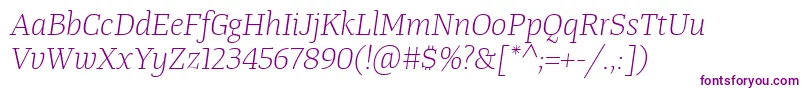 TangerserifmediumulLightitalic Font – Purple Fonts on White Background