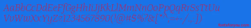 TangerserifmediumulLightitalic-fontti – punaiset fontit sinisellä taustalla