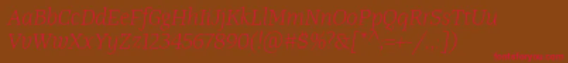 TangerserifmediumulLightitalic Font – Red Fonts on Brown Background