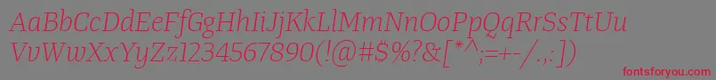 TangerserifmediumulLightitalic Font – Red Fonts on Gray Background