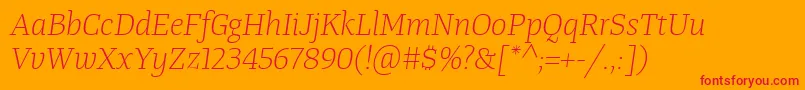 TangerserifmediumulLightitalic Font – Red Fonts on Orange Background