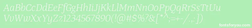 TangerserifmediumulLightitalic Font – White Fonts on Green Background