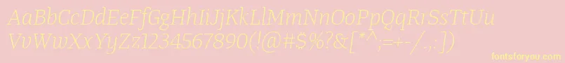 TangerserifmediumulLightitalic Font – Yellow Fonts on Pink Background