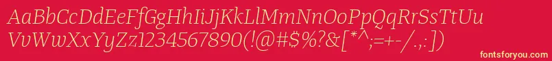TangerserifmediumulLightitalic Font – Yellow Fonts on Red Background