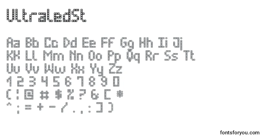 characters of ultraledst font, letter of ultraledst font, alphabet of  ultraledst font