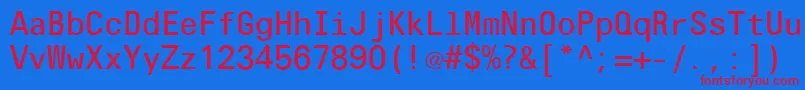 OlympiaLtLight-Schriftart – Rote Schriften auf blauem Hintergrund