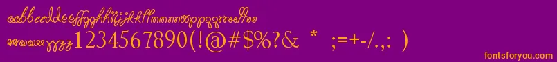 HotPink-Schriftart – Orangefarbene Schriften auf violettem Hintergrund