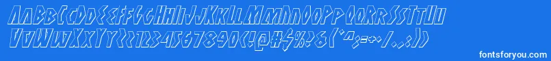 Antikythera3Dital-Schriftart – Weiße Schriften auf blauem Hintergrund