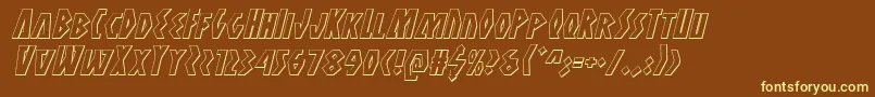 Antikythera3Dital-Schriftart – Gelbe Schriften auf braunem Hintergrund