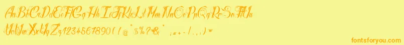 フォントRadicalBeat – オレンジの文字が黄色の背景にあります。