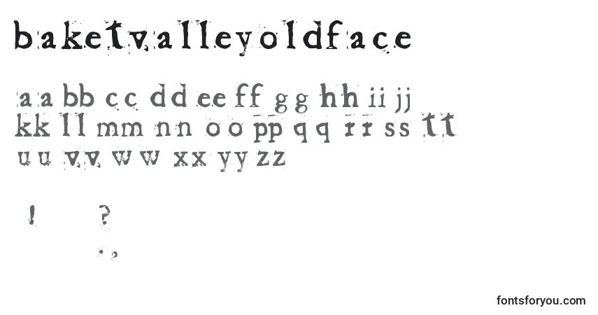 A fonte BaketvalleyOldFace – alfabeto, números, caracteres especiais