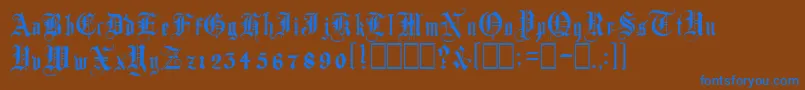 フォントAutorealmBlackletter – 茶色の背景に青い文字