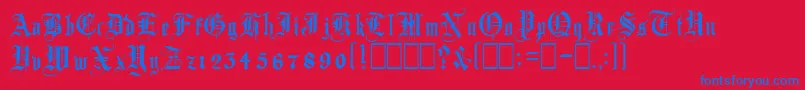 AutorealmBlackletter Font – Blue Fonts on Red Background