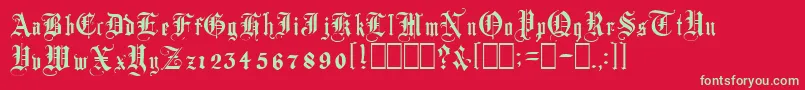 フォントAutorealmBlackletter – 赤い背景に緑の文字