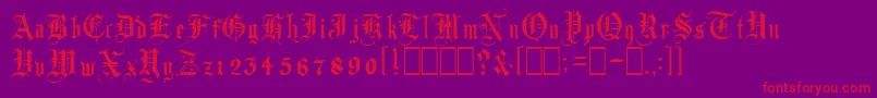 フォントAutorealmBlackletter – 紫の背景に赤い文字