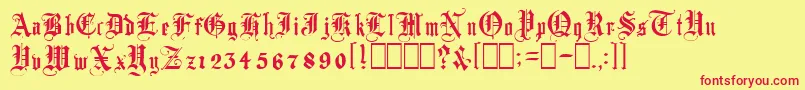 AutorealmBlackletter Font – Red Fonts on Yellow Background