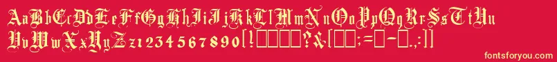 フォントAutorealmBlackletter – 黄色の文字、赤い背景