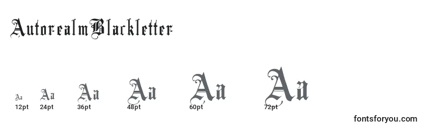 Размеры шрифта AutorealmBlackletter