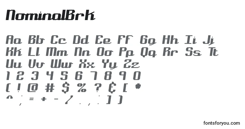 A fonte NominalBrk – alfabeto, números, caracteres especiais