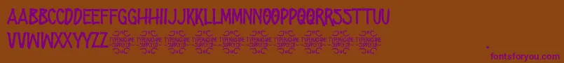Fonte ZombiesStation – fontes roxas em um fundo marrom