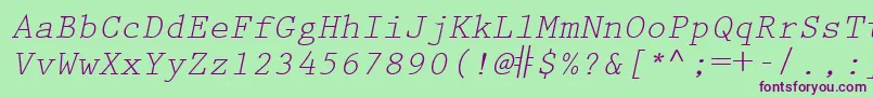 KeyboardEliteSsiItalic Font – Purple Fonts on Green Background