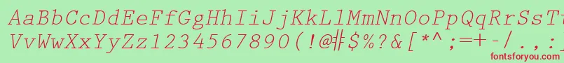 KeyboardEliteSsiItalic Font – Red Fonts on Green Background