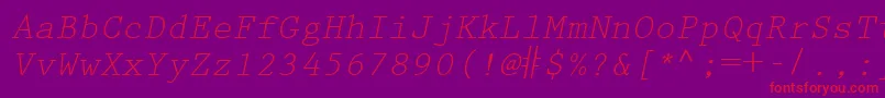 KeyboardEliteSsiItalic Font – Red Fonts on Purple Background