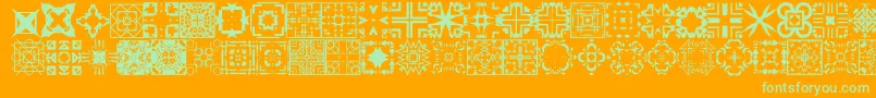 FontcoDesigns1-Schriftart – Grüne Schriften auf orangefarbenem Hintergrund
