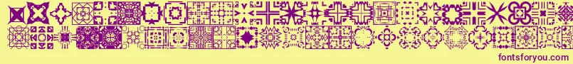 FontcoDesigns1-Schriftart – Violette Schriften auf gelbem Hintergrund