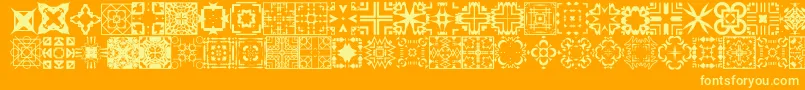 FontcoDesigns1-fontti – keltaiset fontit oranssilla taustalla