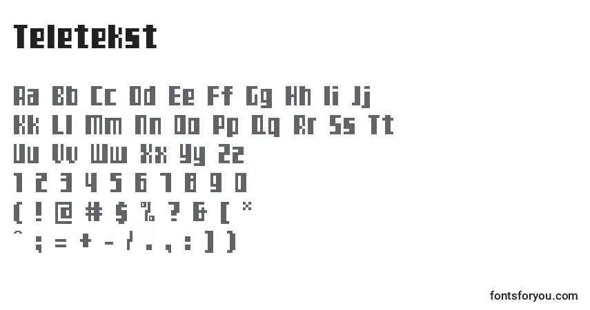 Fuente Teletekst - alfabeto, números, caracteres especiales