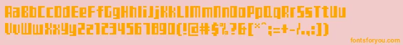 フォントTeletekst – オレンジの文字がピンクの背景にあります。